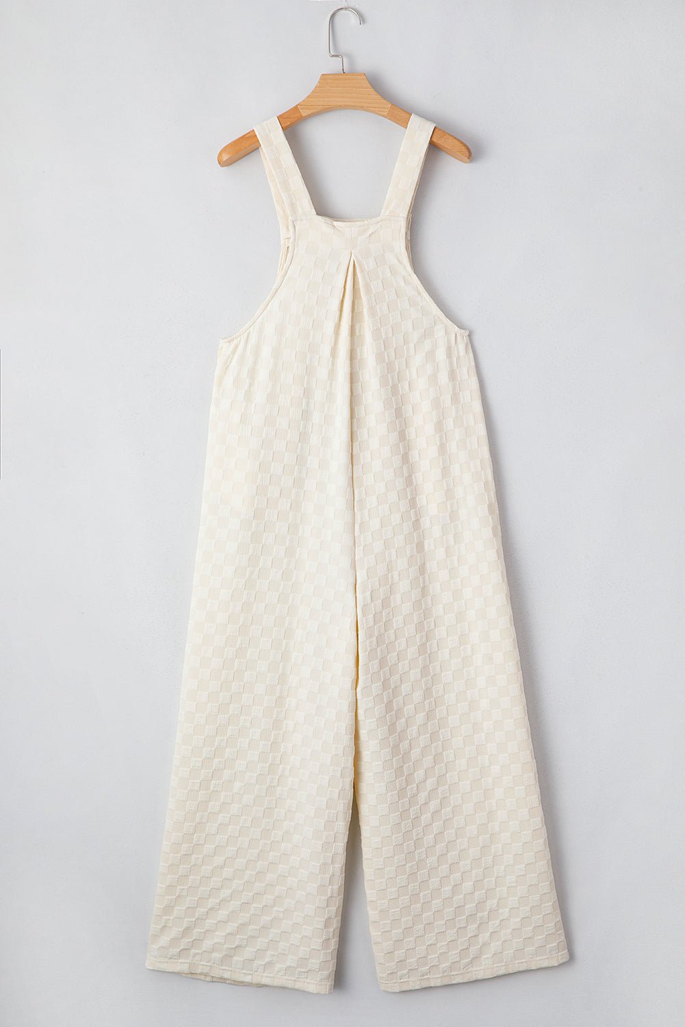 Beige Checkered Pocketed High Waist Wide Leg Overall - Chaelisa's New Jammies
