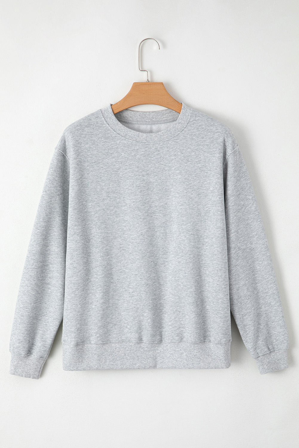 Gray Solid Fleece Lined Drop Shoulder Terry Sweatshirt-Chaelisa's New Jammies