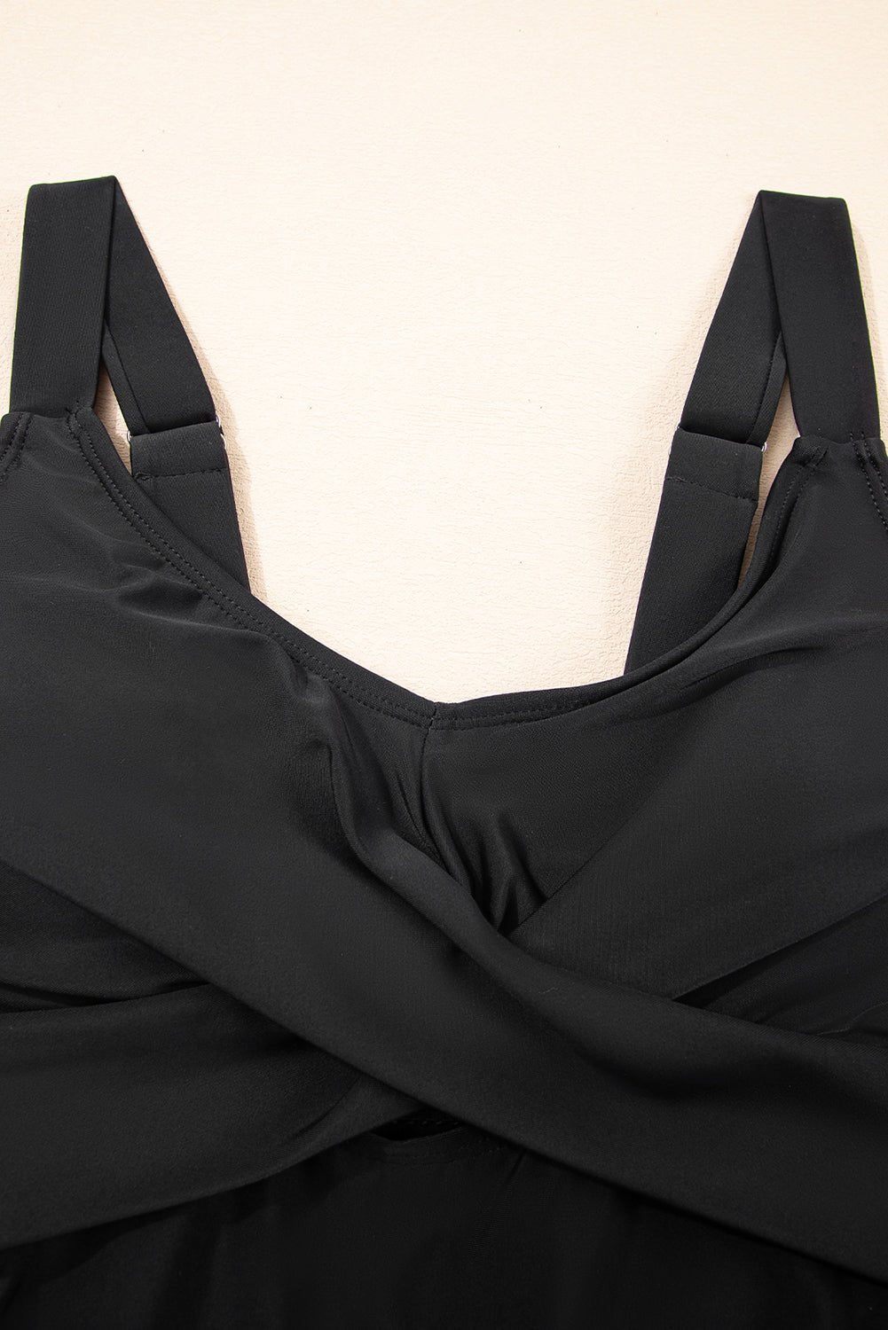 Black Adjustable Straps Cutout Ruched Knot Slit One Piece Swim Dress - Chaelisa's New Jammies