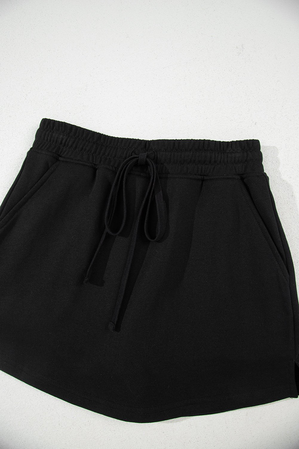 Black French Terry Drawstring Mini Skort with Pockets - Chaelisa's New Jammies