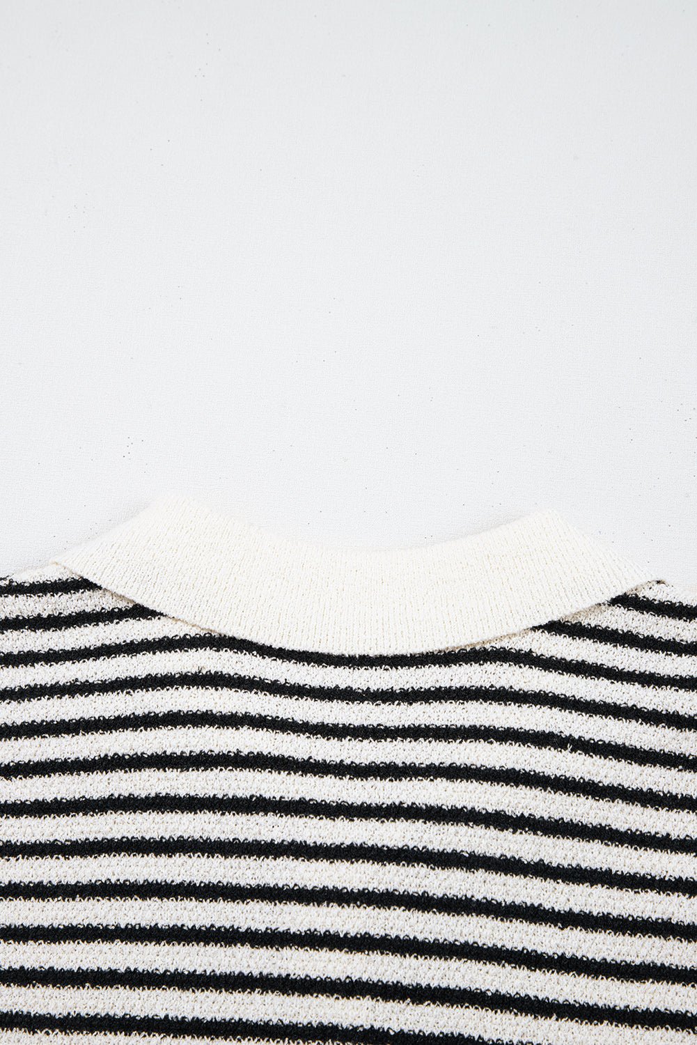 Black Mixed Striped Print Half Placket Collared Cap Sleeve Bodycon Sweater Dress - Chaelisa's New Jammies