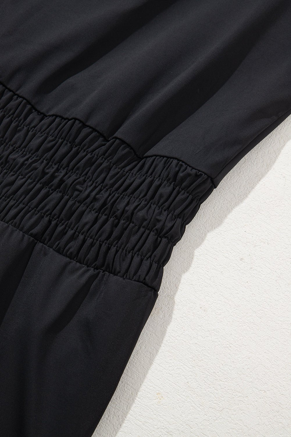 Black Plain Sleeveless Loop Drawstring Cinched Waist Romper - Chaelisa's New Jammies