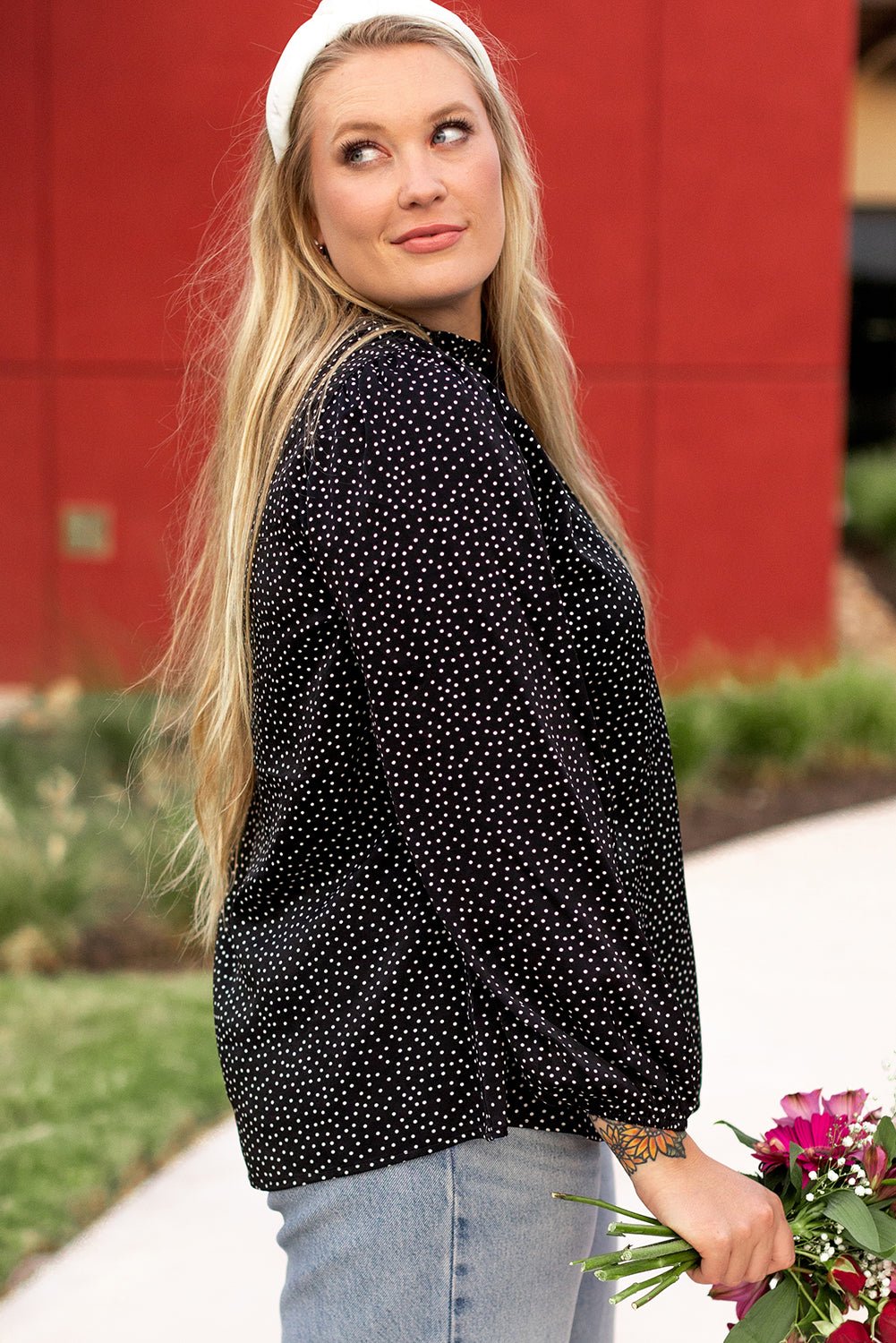 Black Plus Size Leopard Print Notch V Neck Blouse - Chaelisa's New Jammies