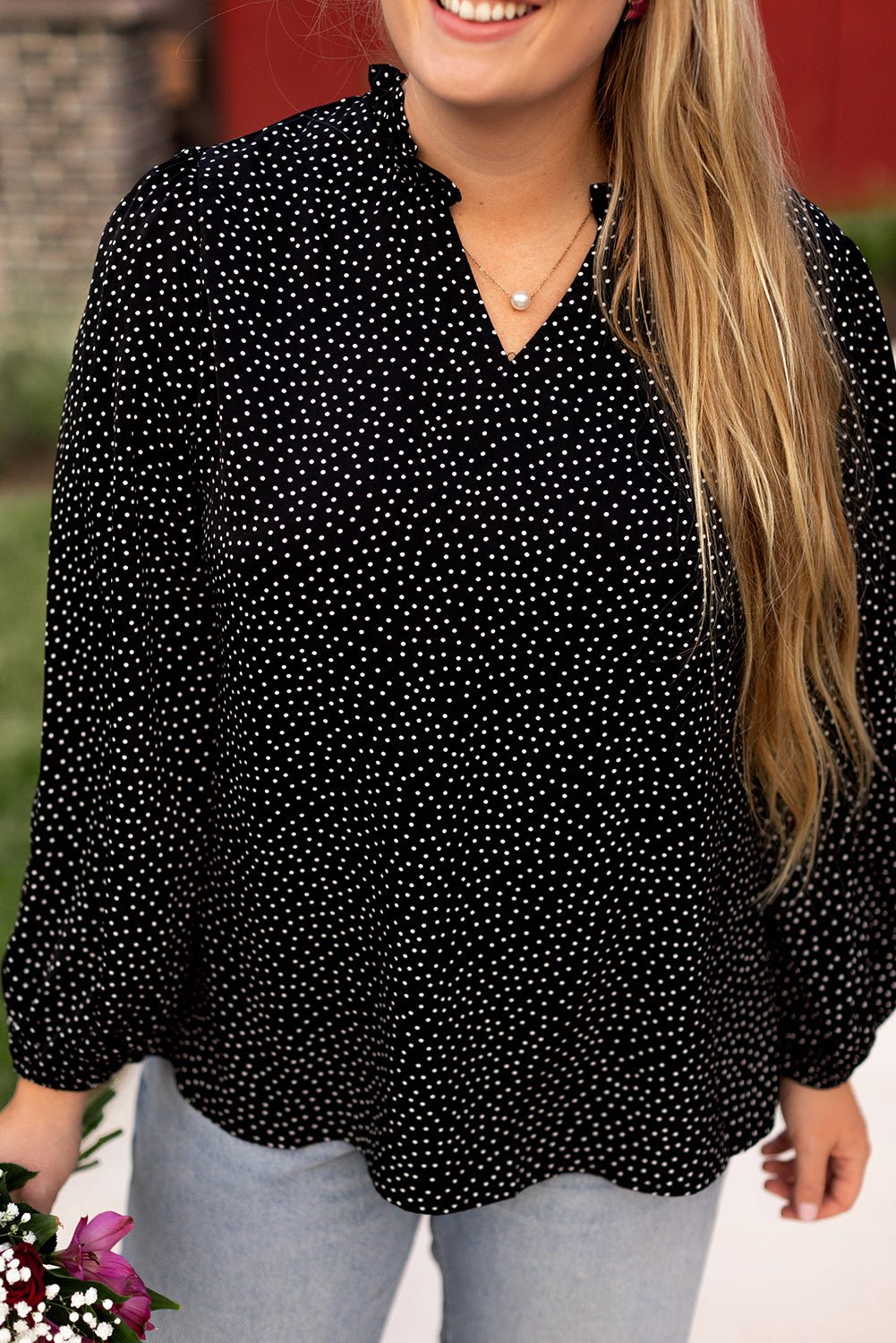 Black Plus Size Leopard Print Notch V Neck Blouse - Chaelisa's New Jammies