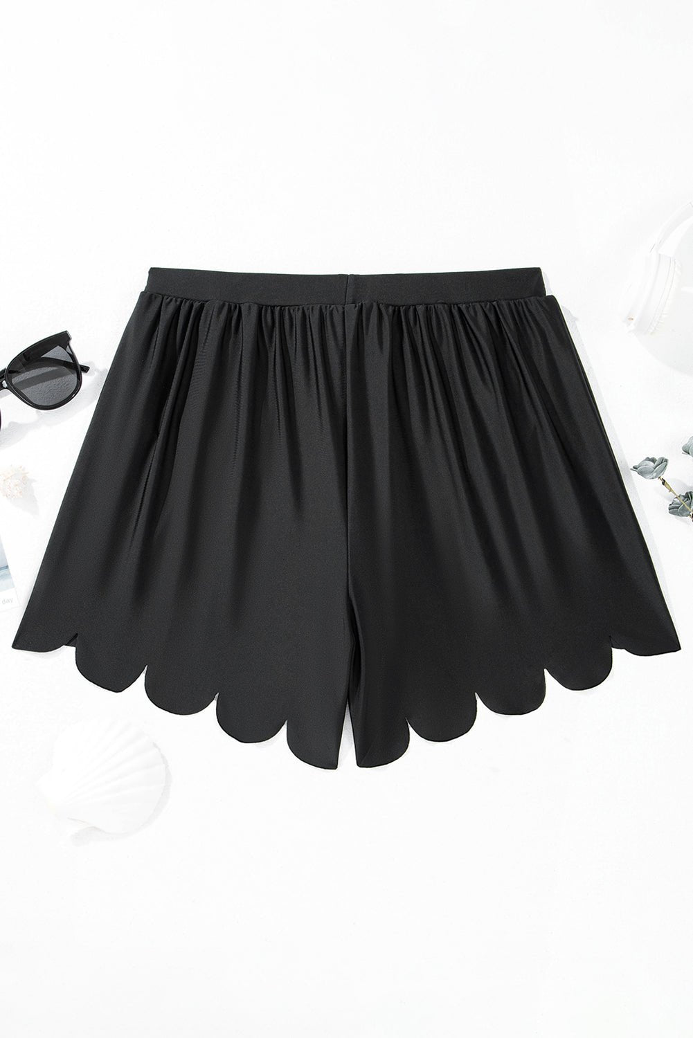Black Scalloped Trim Beach Shorts - Chaelisa's New Jammies