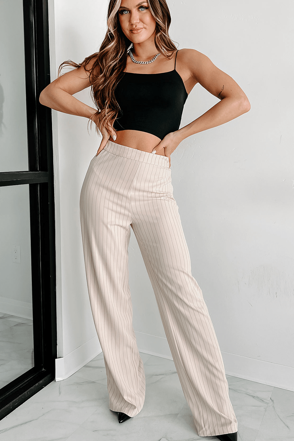 Black Spaghetti Strap Skinny Fit Cropped Tank Top - Chaelisa's New Jammies