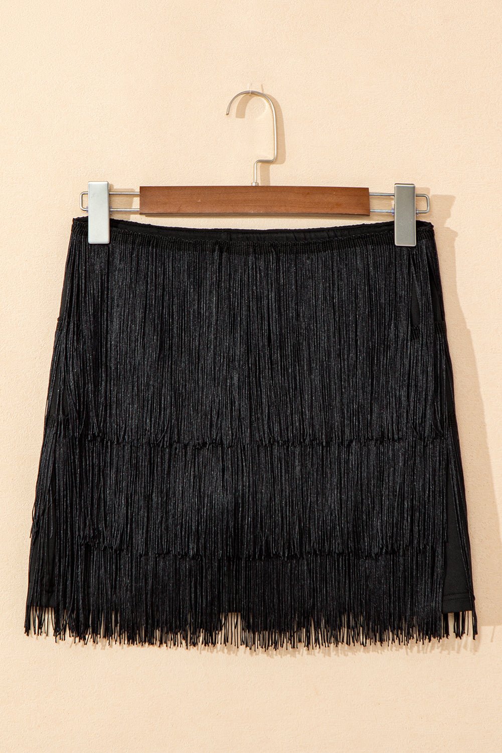 Black Tiered Fringe Trimmed Mini Skirt - Chaelisa's New Jammies