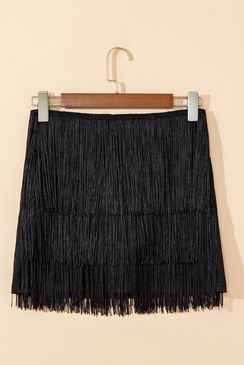 Black Tiered Fringe Trimmed Mini Skirt - Chaelisa's New Jammies