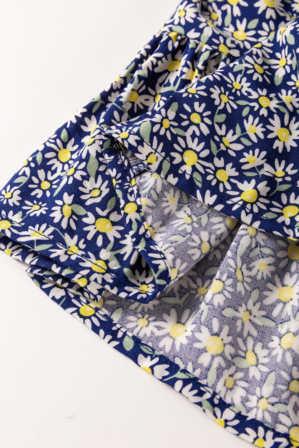 Blue Boho Floral Print Smocked Square Neck Loose Fit Blouse - Chaelisa's New Jammies