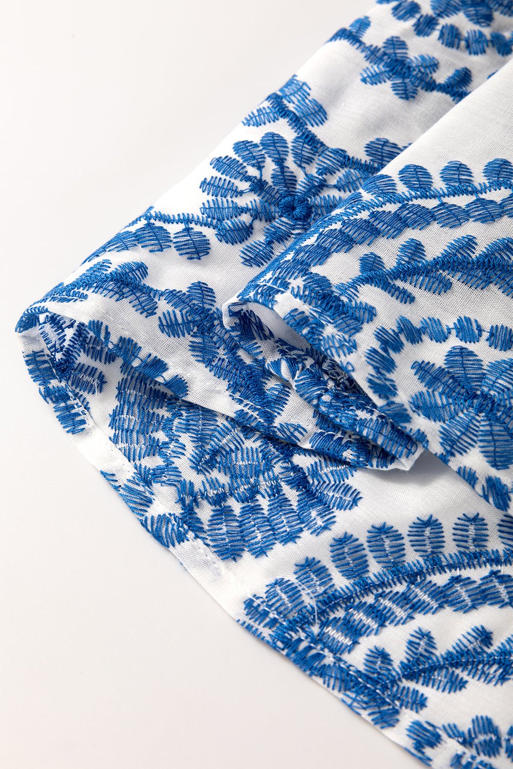 Blue Boho Print Flutter Sleeve Crew Neck Blouse - Chaelisa's New Jammies