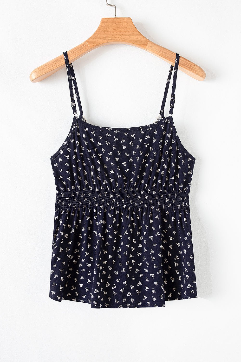 Blue Floral Print Spaghetti Strap Buttoned V Neck Tank Top - Chaelisa's New Jammies
