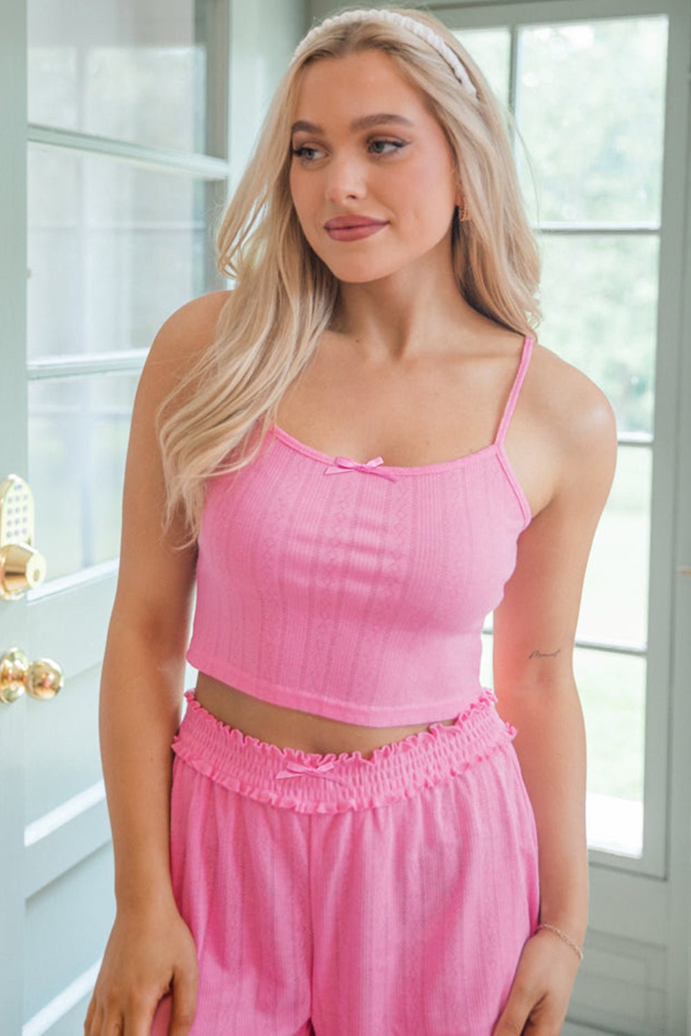 Bonbon Delicate Texture Cropped Cami Shorts and Cardigan 3pcs Lounge Set - Chaelisa's New Jammies