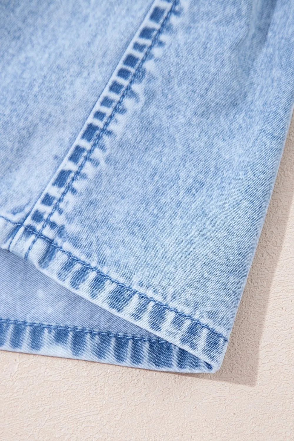 Bow Detail Spaghetti Straps Ruffle Hem Denim Dress - Chaelisa's New Jammies