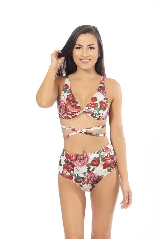 BRALETTE BIKINI SET, FLORAL PRINT,WRAP AROUND - Chaelisa's New Jammies