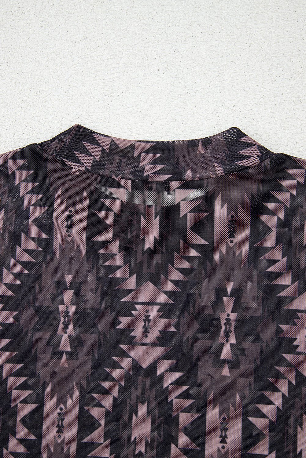 Brown Aztec Print Mock Neck Short Sleeve Mesh T Shirt - Chaelisa's New Jammies