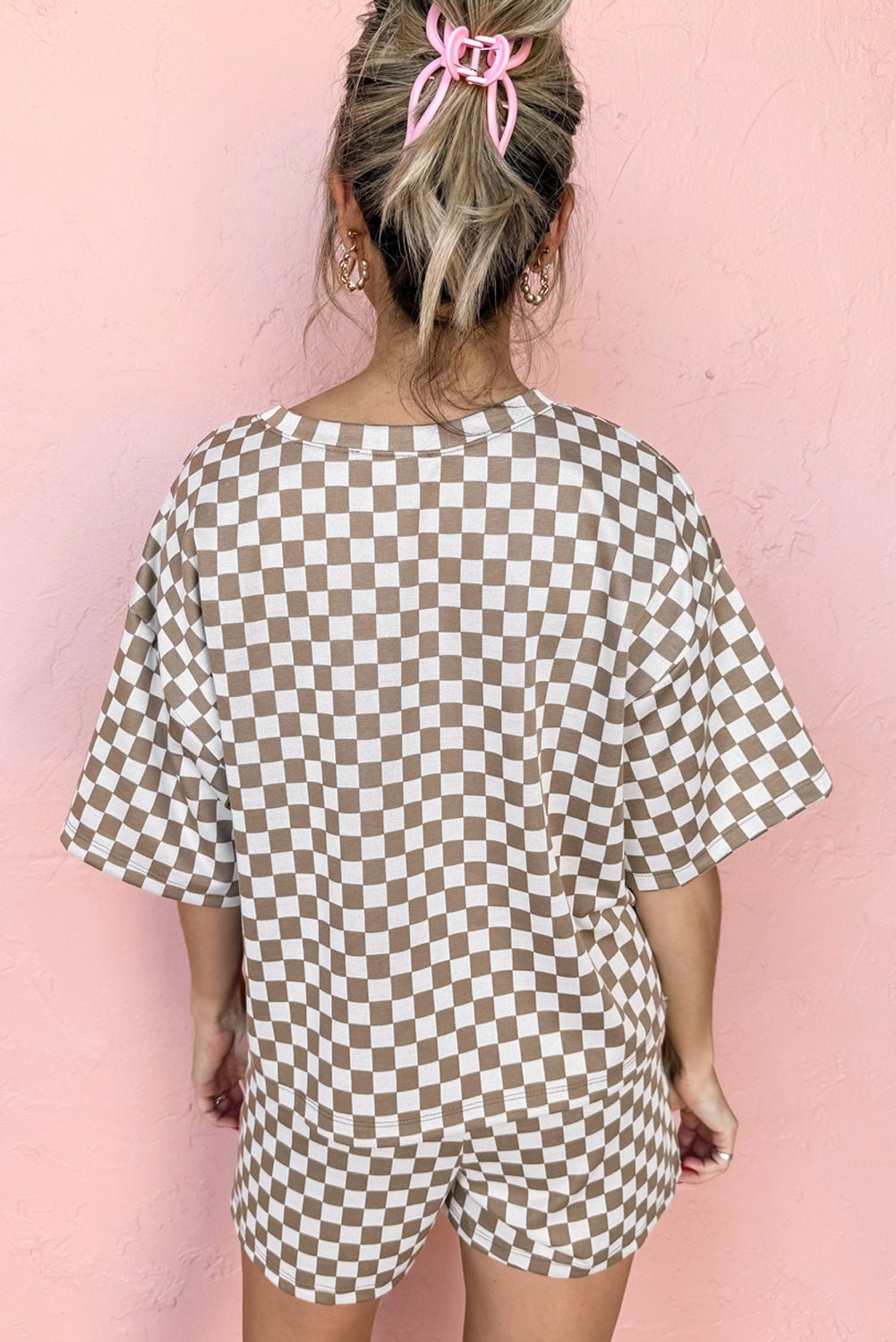 Brown Checkered Top and Short Casual 2pcs Set - Chaelisa's New Jammies