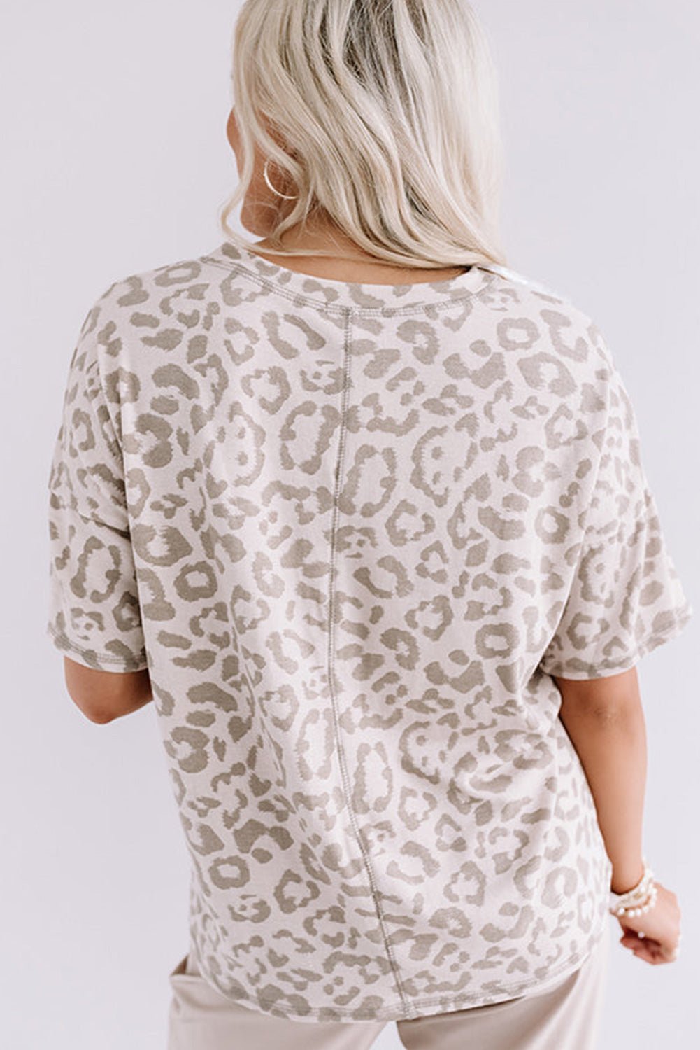 Brown Leopard Print V Neck Plus Size T Shirt - Chaelisa's New Jammies