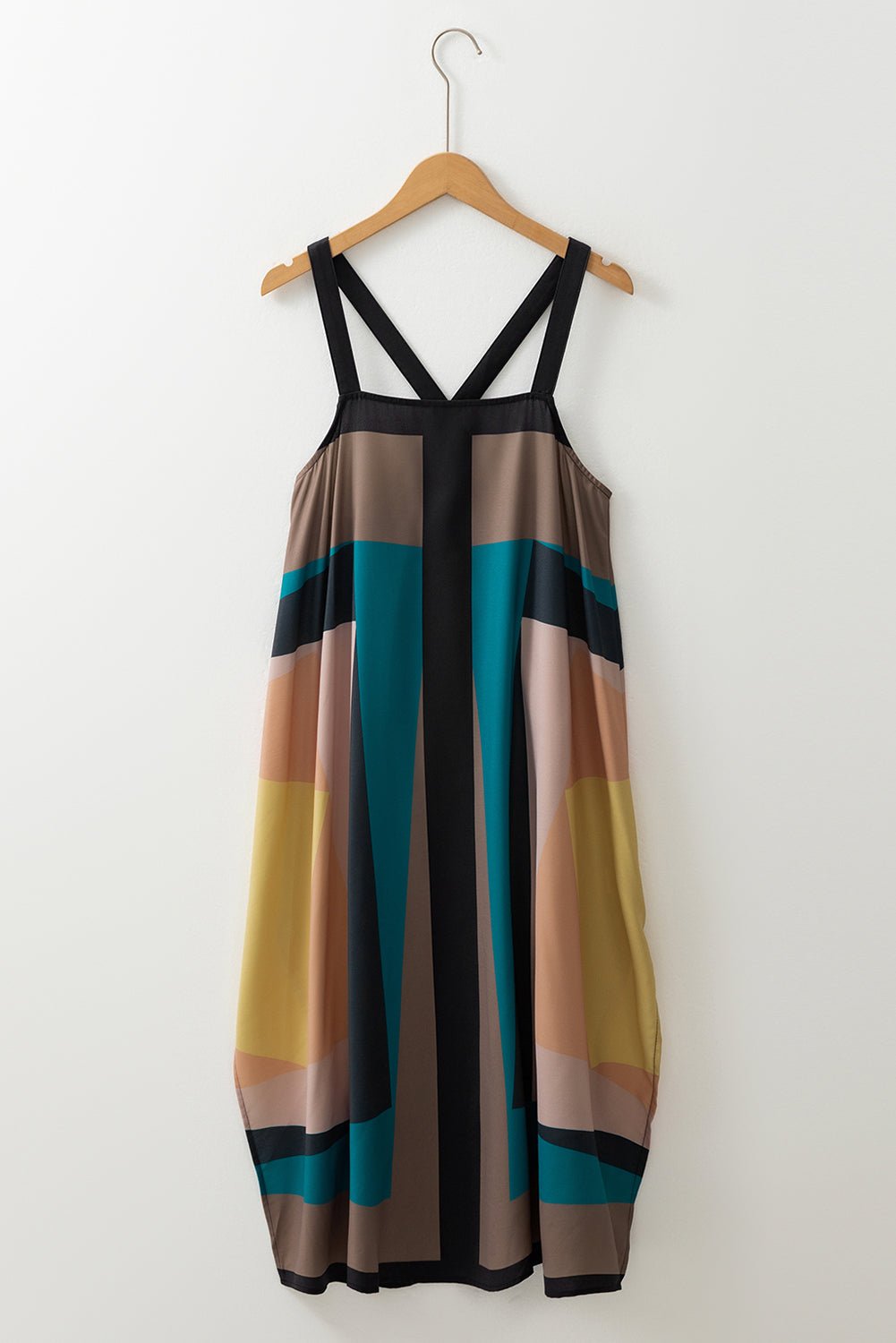 Brown Retro Geometric Printed Y Back Sleeveless Dress - Chaelisa's New Jammies
