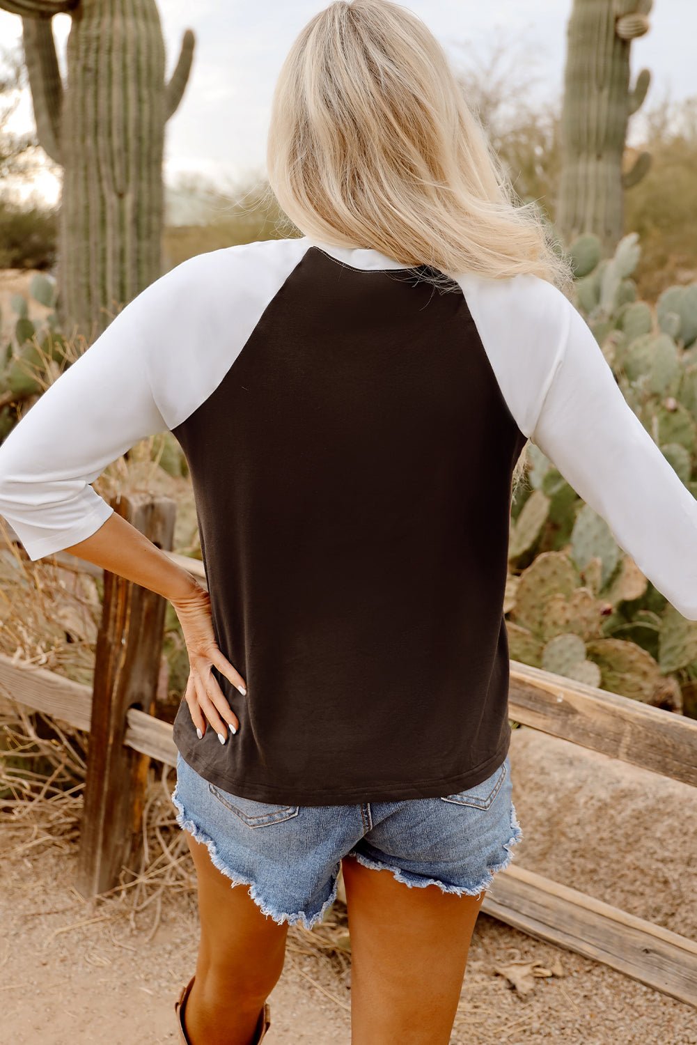 Brown Western Yeehaw Graphic Vintage Raglan Long Sleeve Top - Chaelisa's New Jammies