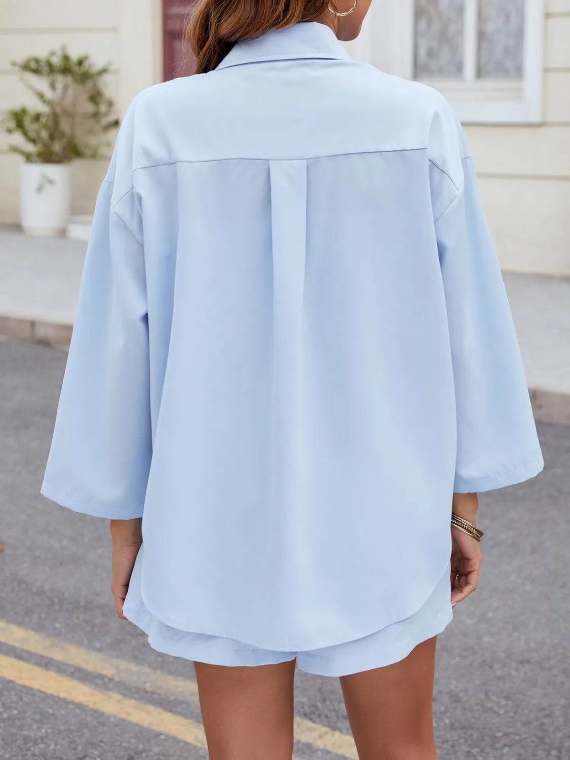 Button Up Long Sleeve Top and Shorts Set - Chaelisa's New Jammies