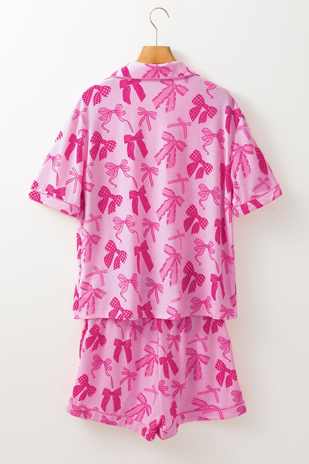 Pink Bow Print Half Sleeve Shirt and Shorts Pajamas Set-Chaelisa's New Jammies