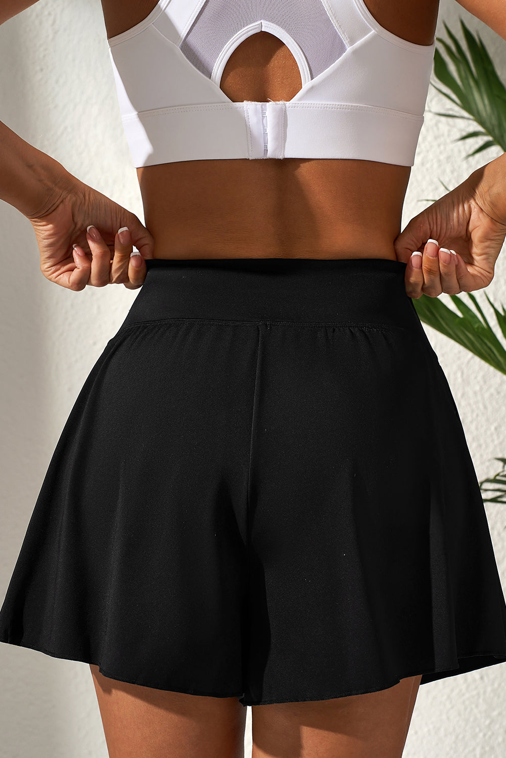 Black Solid Color High Waist Wide Leg Swim Bottom-Chaelisa's New Jammies
