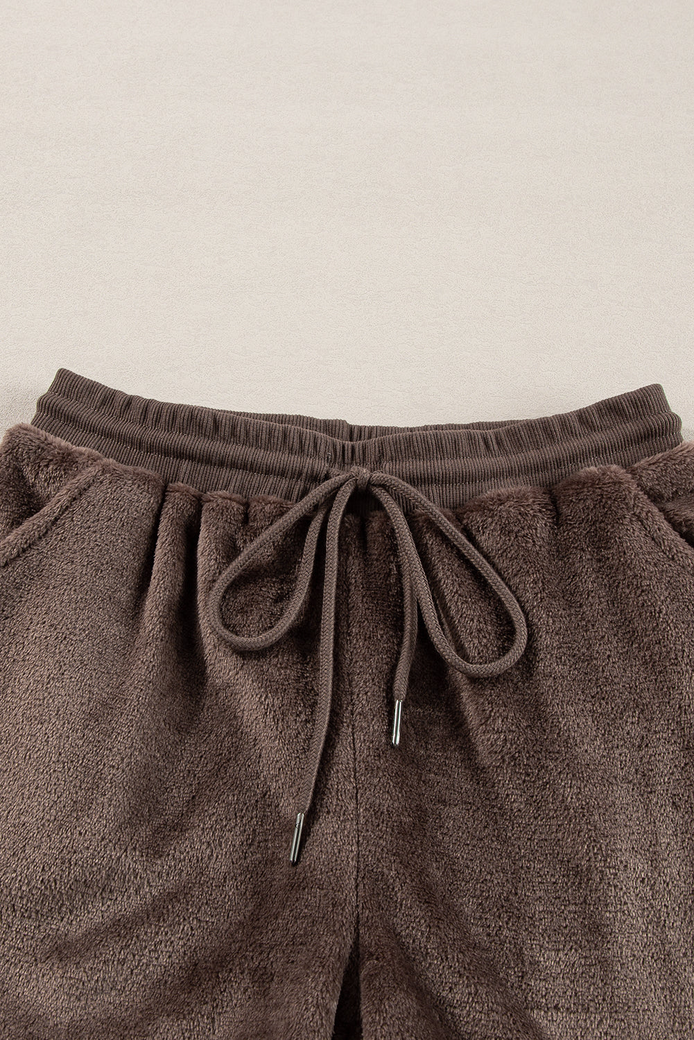 Coffee Solid Loose Fit Two Piece Fleece Lounge Set-Chaelisa's New Jammies