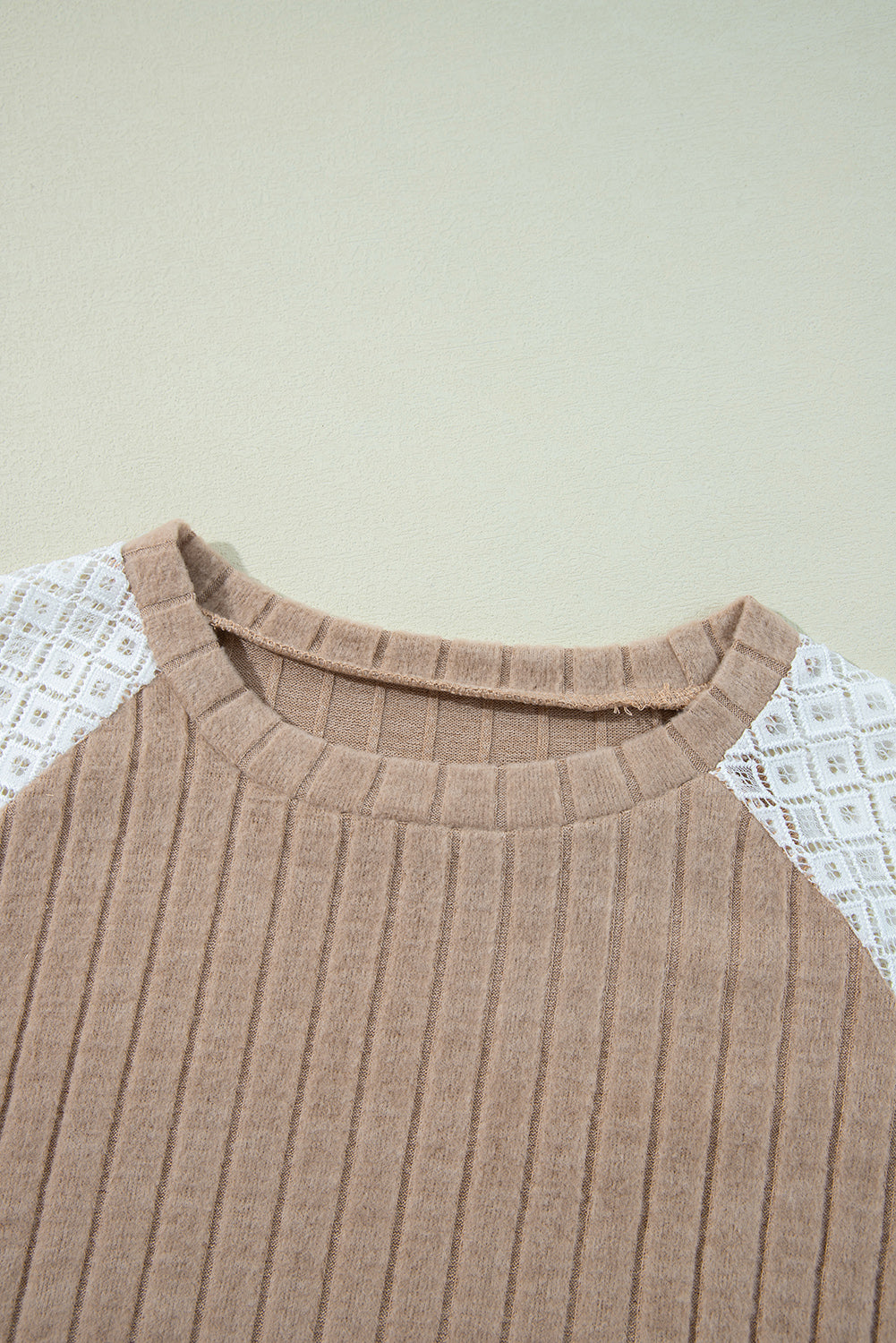Parchment Floral Patchwork Long Sleeve Ribbed Blouse-Chaelisa's New Jammies