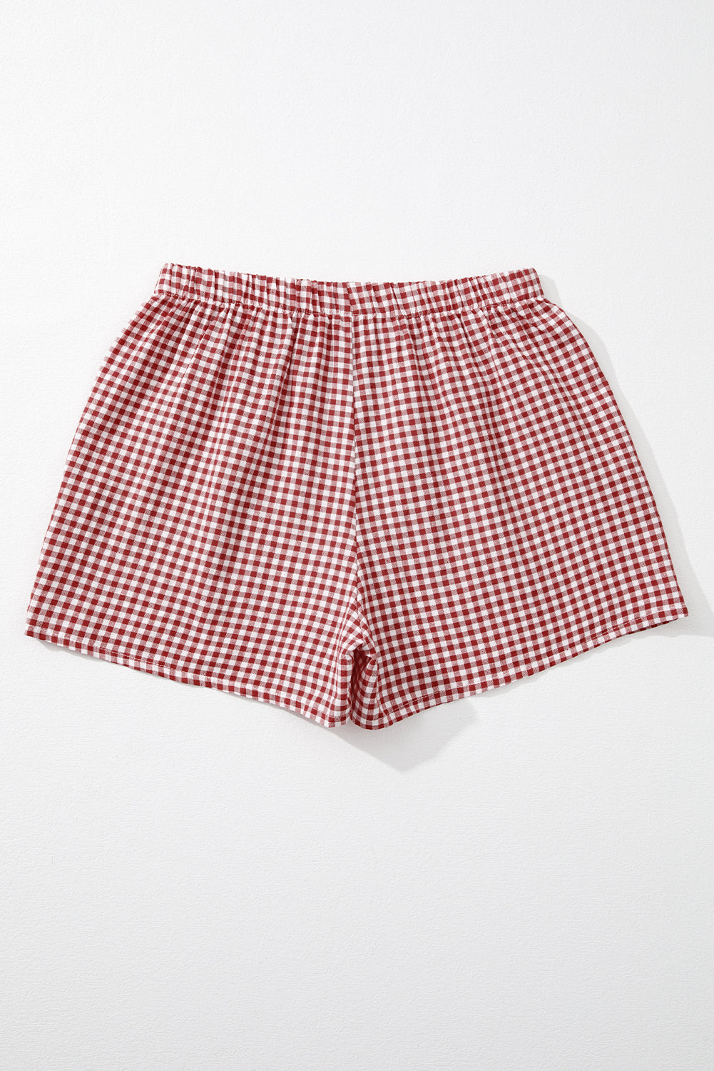 Red Plaid Gingham Printed High Waist Shorts-Chaelisa's New Jammies