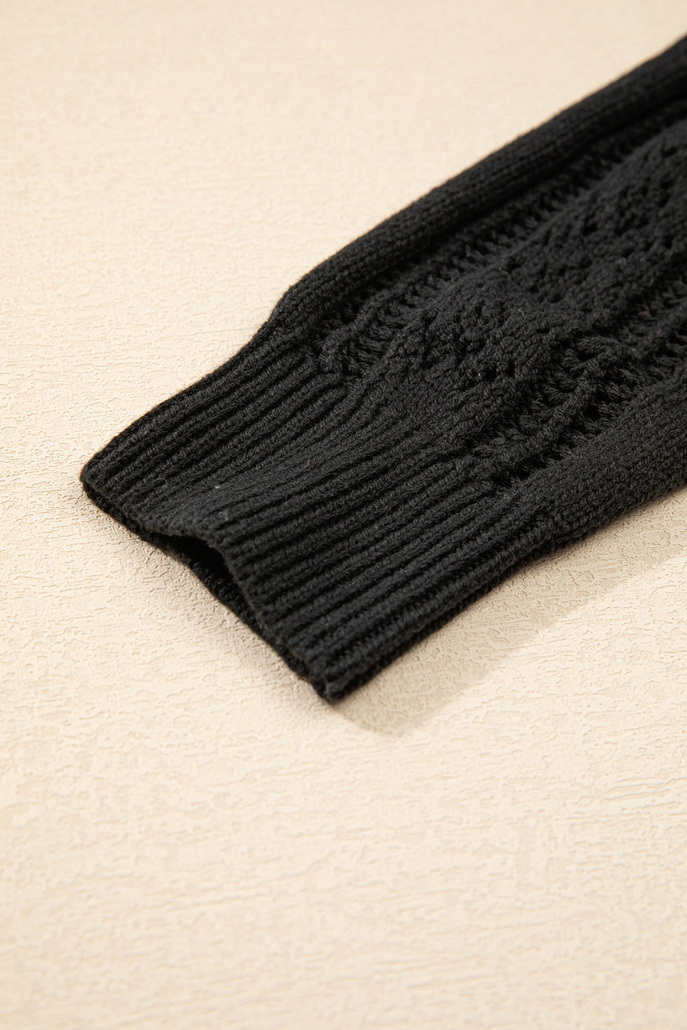 Black Open Knit Drop Shoulder Sweater Cardigan-Chaelisa's New Jammies