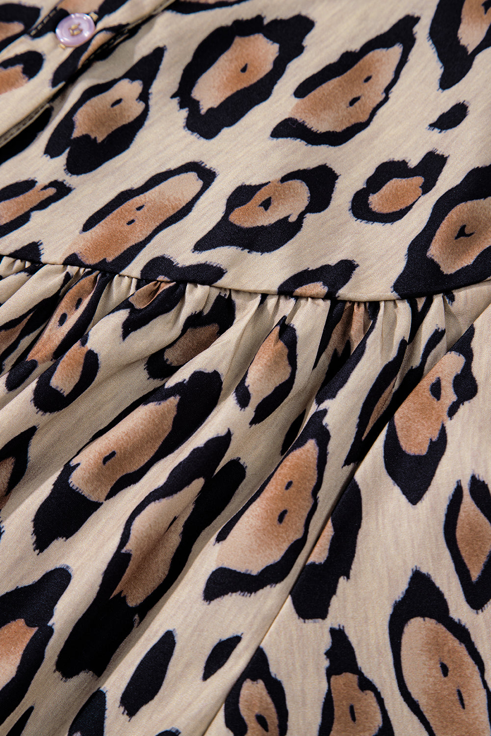 Light French Beige Oversized Leopard Print Balloon Sleeve Casual Shirt-Chaelisa's New Jammies