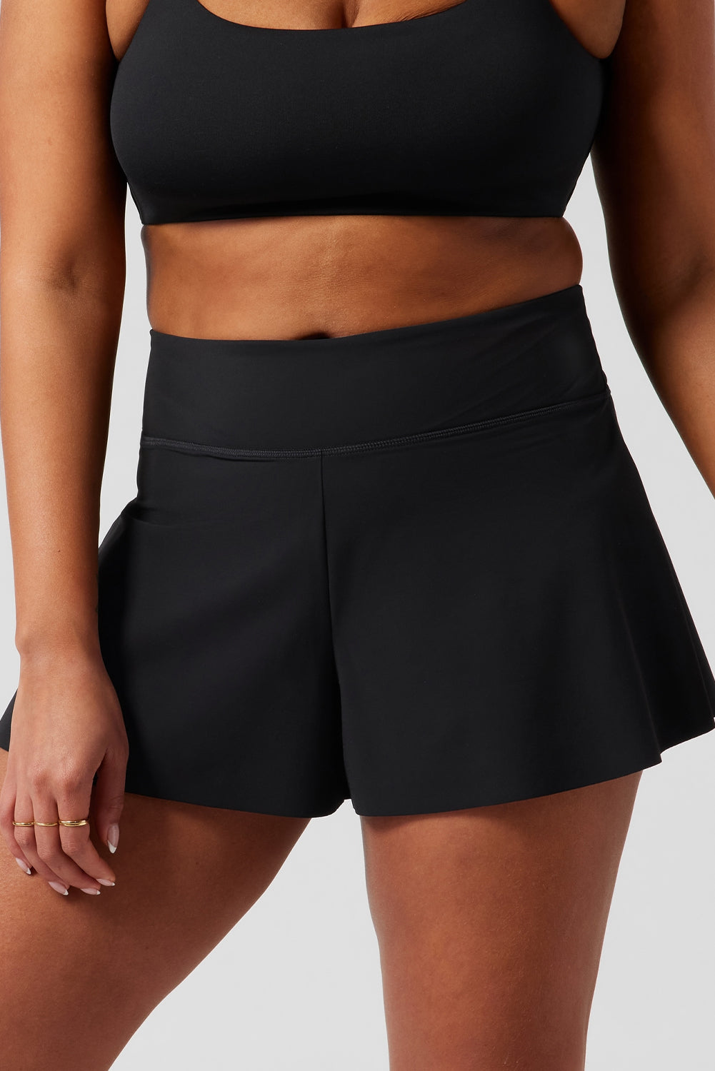 Black Solid Color High Waist Wide Leg Swim Bottom-Chaelisa's New Jammies