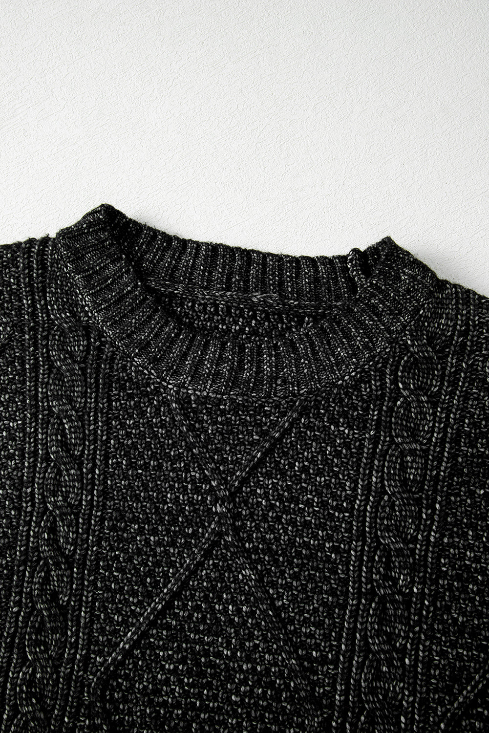 Black Cable Knit Drop Shoulder Loose Fit Sweater Dress-Chaelisa's New Jammies