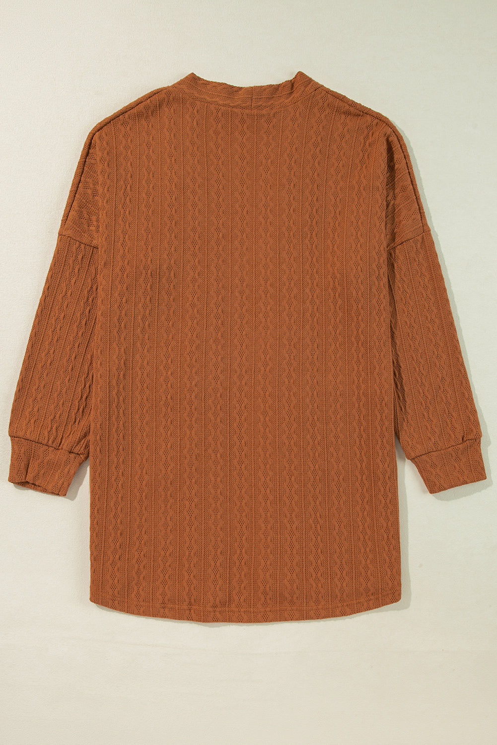 Chestnut Textured Knit Side Pockets Open Front Cardigan-Chaelisa's New Jammies