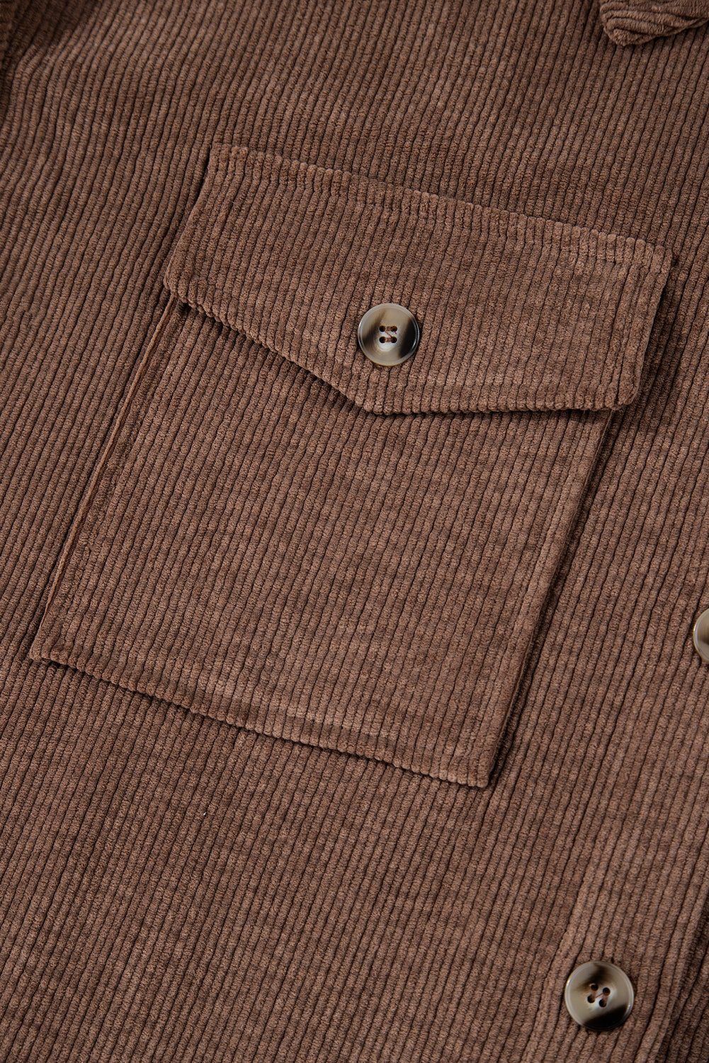 Chestnut Corduroy Flap Pocket Button Up Shacket-Chaelisa's New Jammies