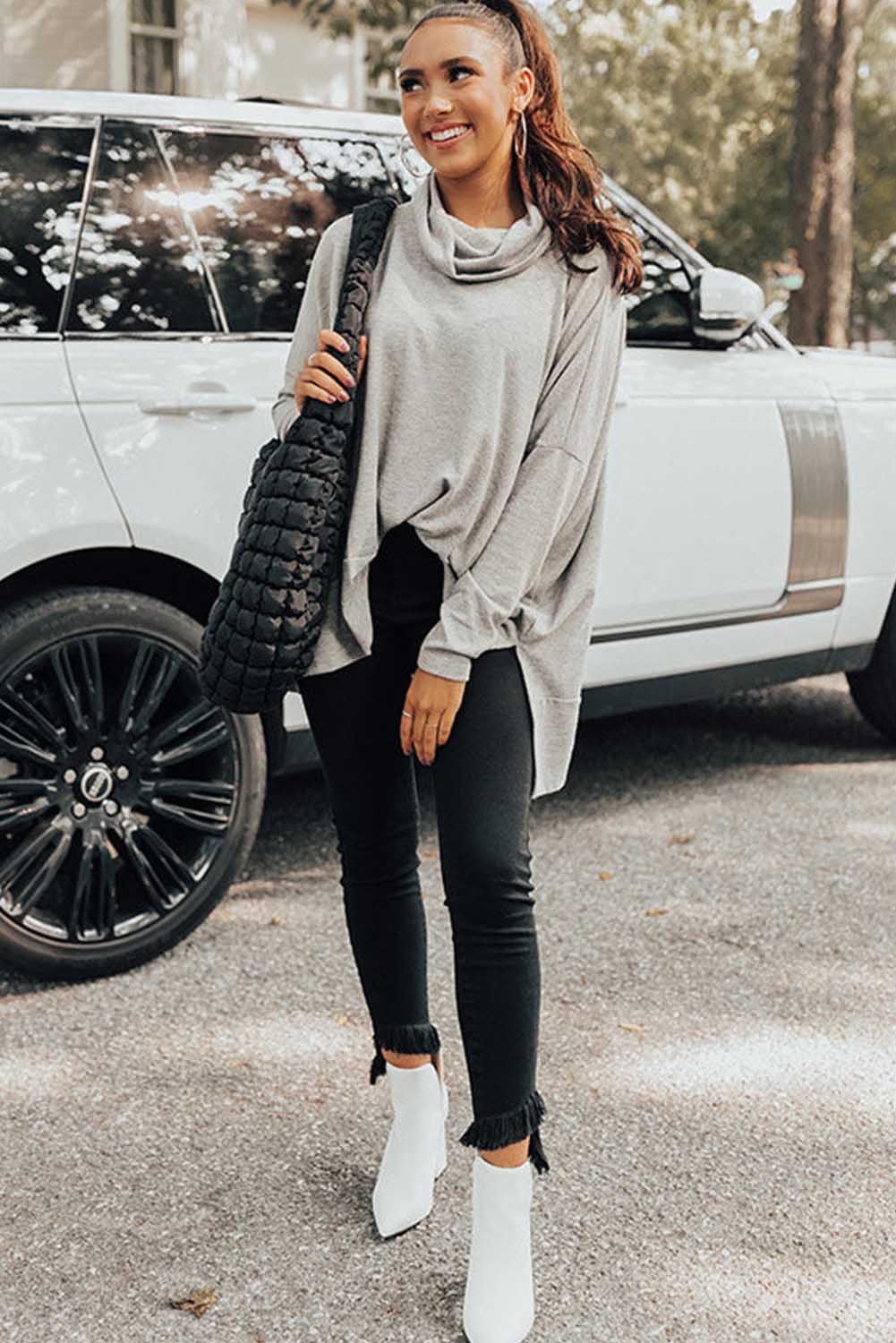 Gray Cowl Neck Shift Tunic Top-Chaelisa's New Jammies