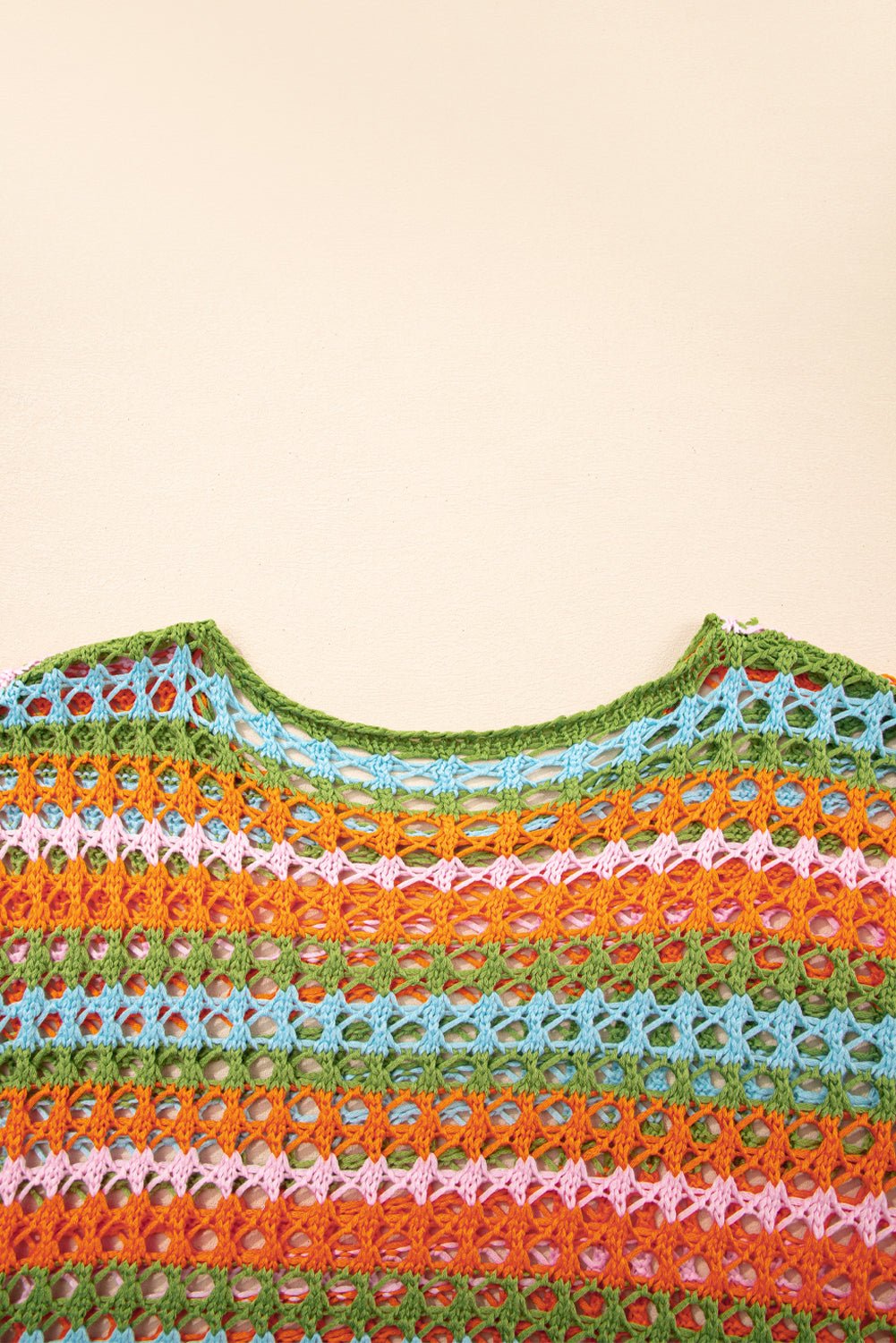 Carrot Multi Stripe Open Knit Sweater Beach Cover Up - Chaelisa's New Jammies