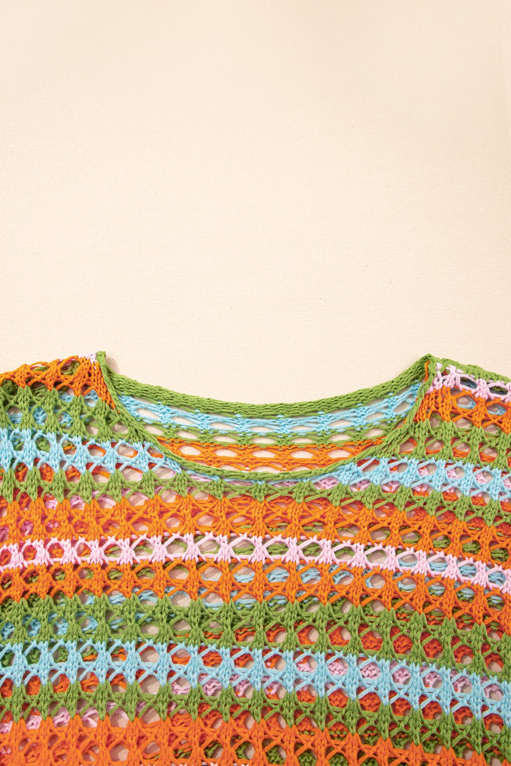 Carrot Multi Stripe Open Knit Sweater Beach Cover Up - Chaelisa's New Jammies