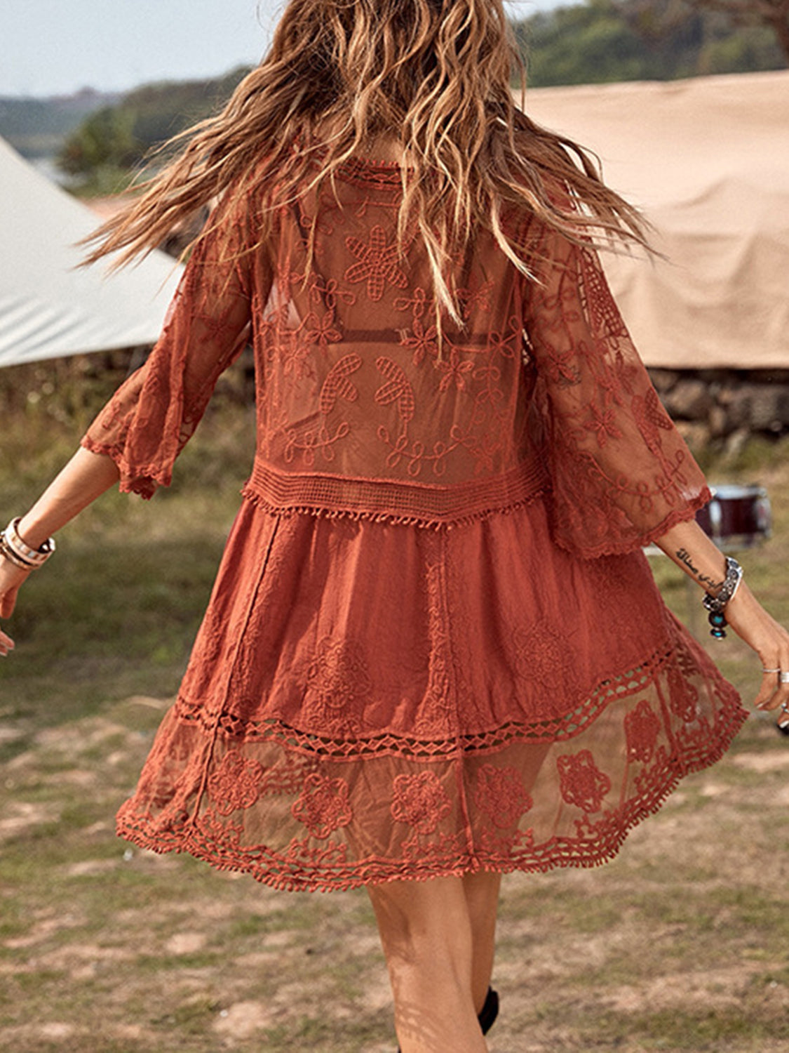 Lace Detail Plunge Cover-Up Dress-Chaelisa's New Jammies