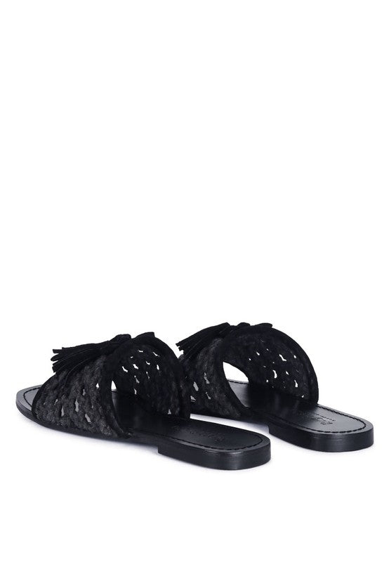 CEDAR HANDWOVEN NATURAL TASSEL FLATS - Chaelisa's New Jammies