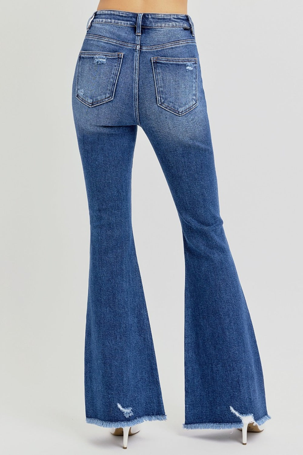 RISEN Full Size High Rise Distressed Raw Hem Flare Jeans-Chaelisa's New Jammies