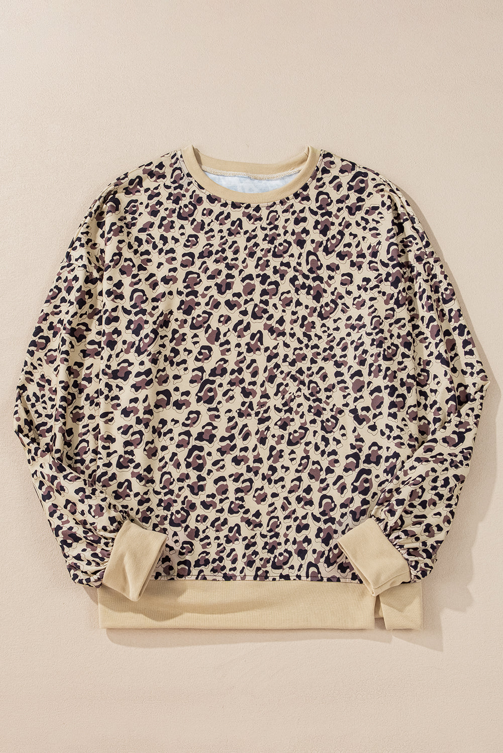 Parchment Leopard Print Crew Neck Sweatshirt-Chaelisa's New Jammies