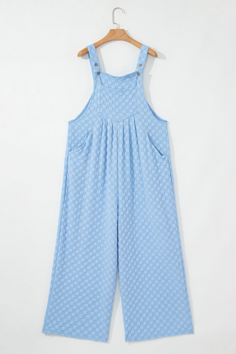 Checkered Pocketed Wide Leg Overalls - Chaelisa's New Jammies