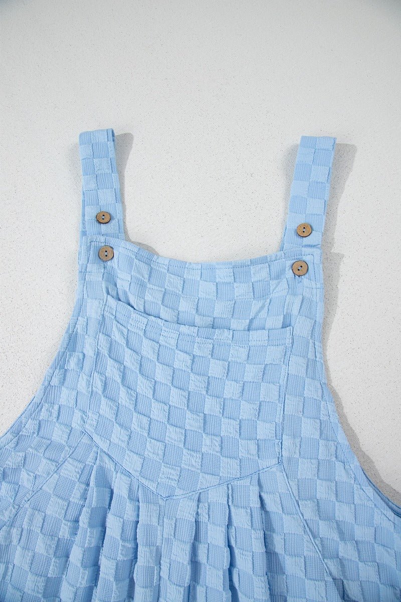 Checkered Pocketed Wide Leg Overalls - Chaelisa's New Jammies