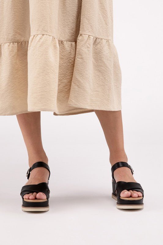 Clever - S Cross Strap Wedge Sandals - Chaelisa's New Jammies