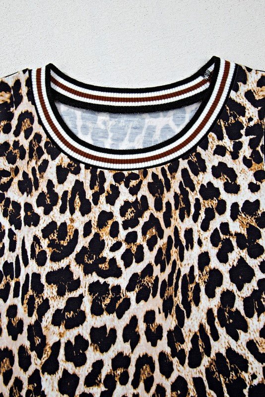 Contrast Stripe Trim Leopard Sleeveless long Dress - Chaelisa's New Jammies