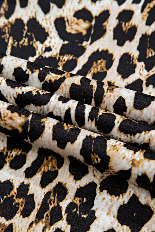 Contrast Stripe Trim Leopard Sleeveless long Dress - Chaelisa's New Jammies
