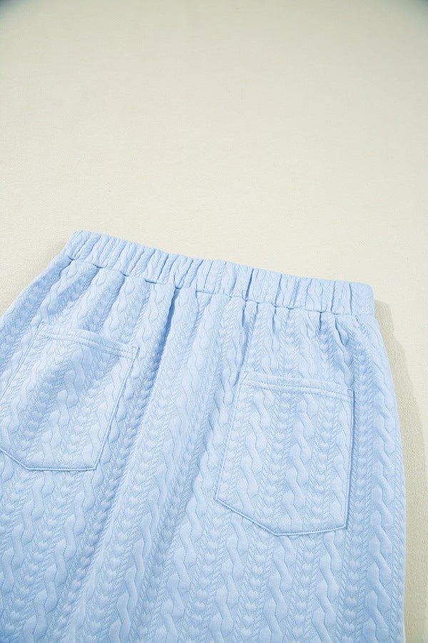 Contrast Trim Textured Crewneck Tee and Pocketed Skirt Set - Chaelisa's New Jammies