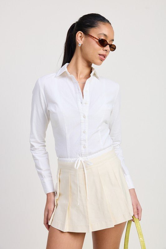 CONTRASTED WAIST BAND PLEATED SKORT - Chaelisa's New Jammies