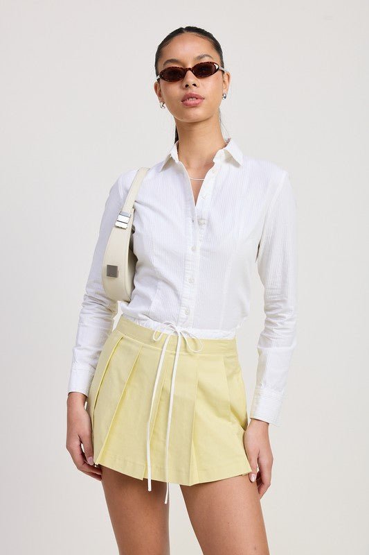 CONTRASTED WAIST BAND PLEATED SKORT - Chaelisa's New Jammies